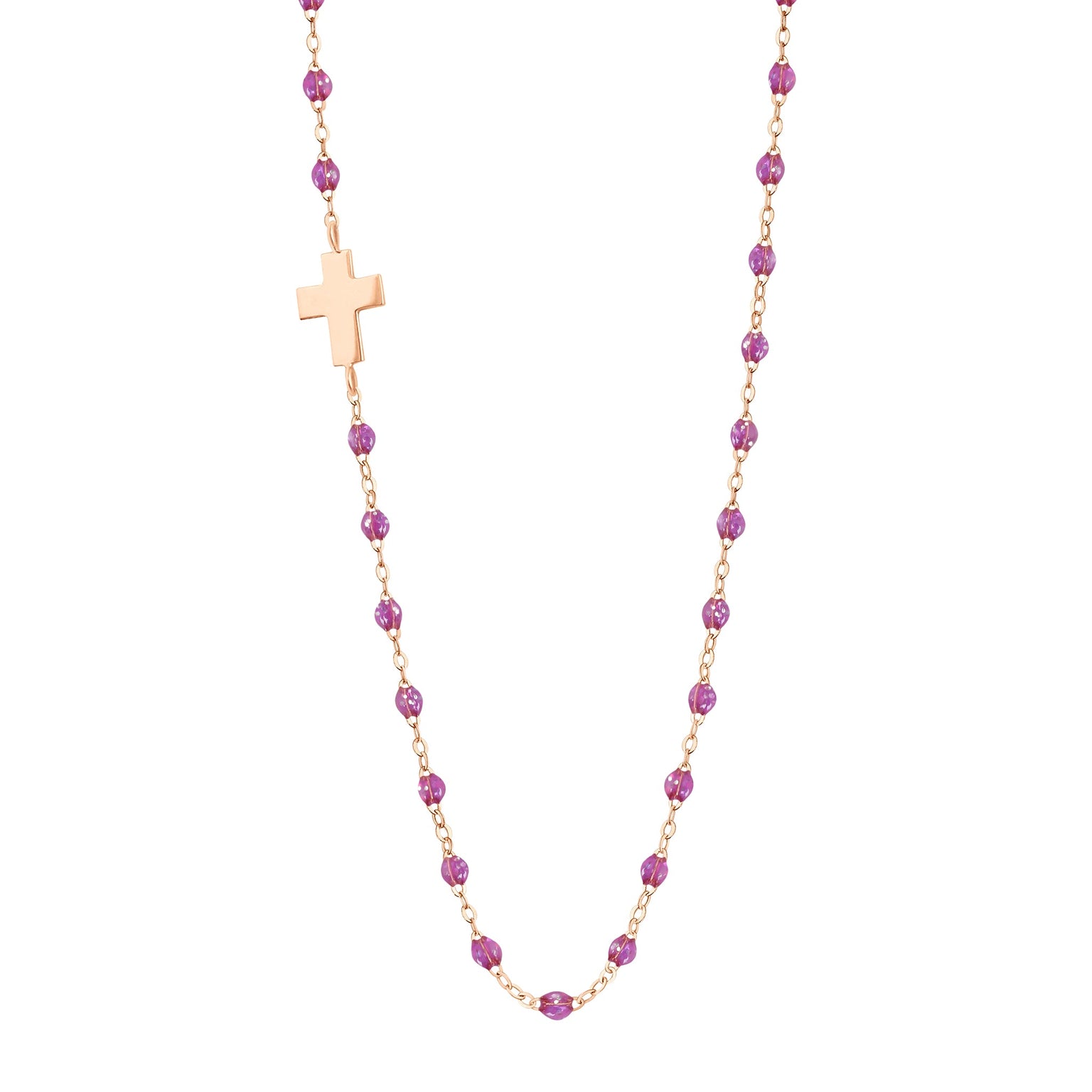 Gigi Clozeau - Collier galaxy Croix de côté, or rose, 42 cm