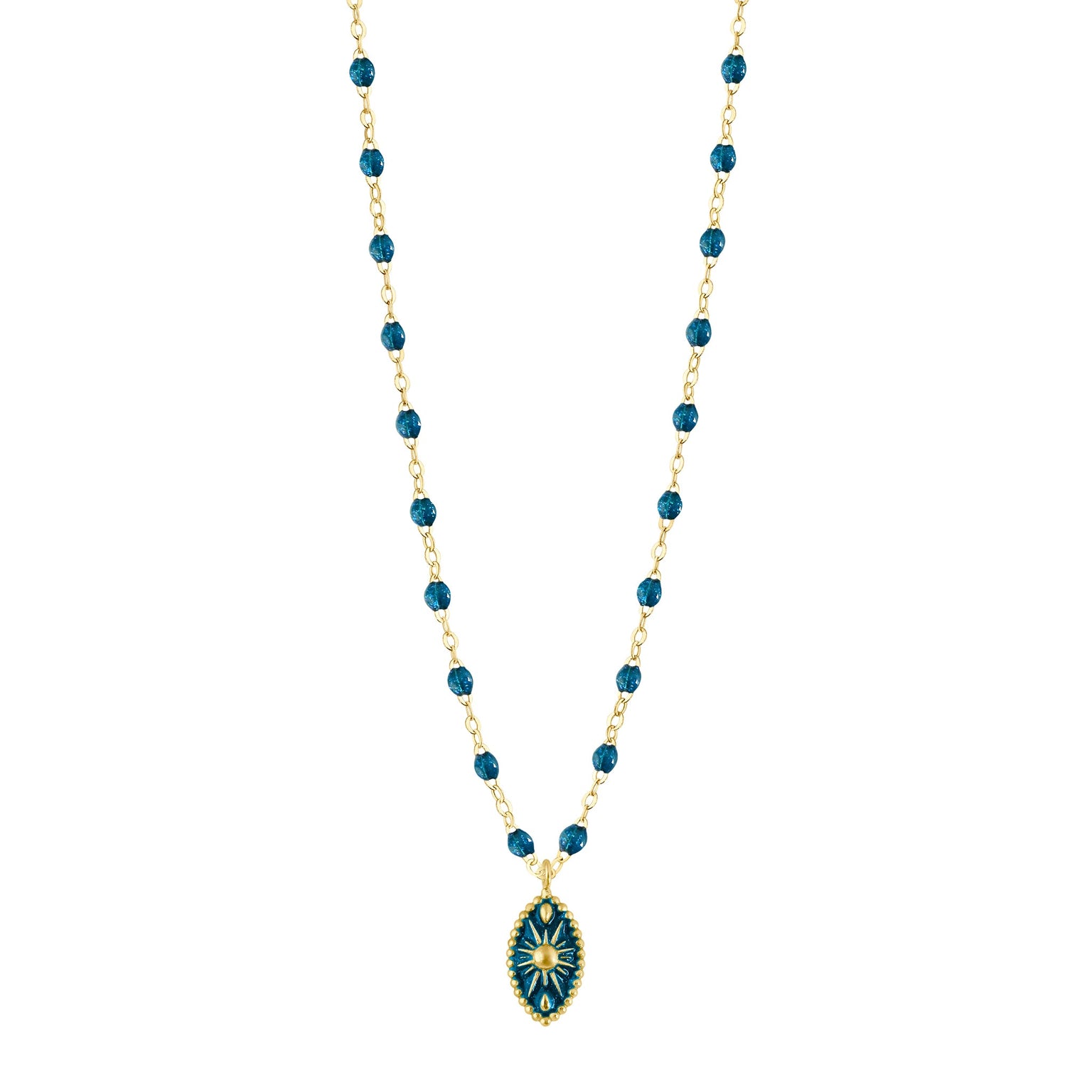 Gigi Clozeau - Collier Karma résine jungle, or jaune, 42 cm