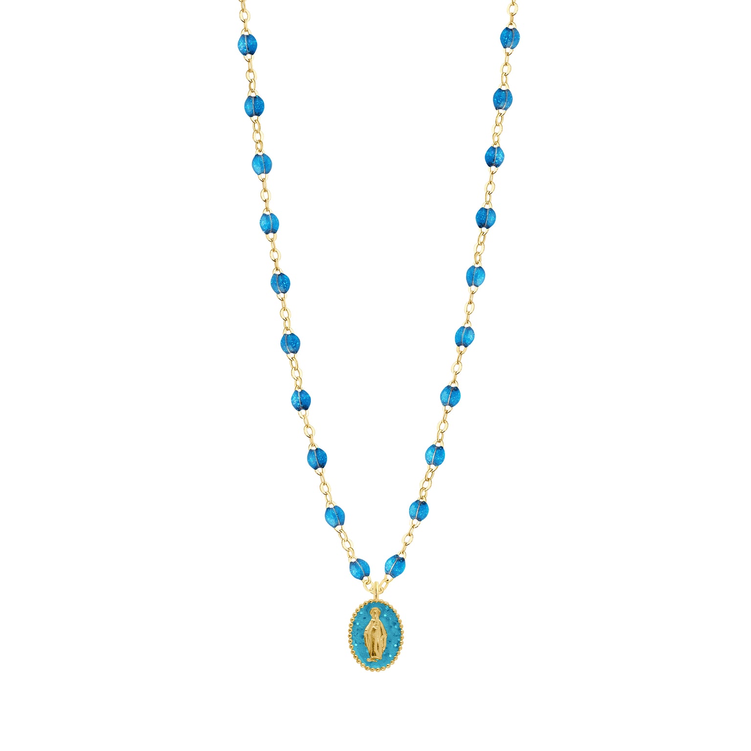 Gigi Clozeau - Collier Madone résine azur, or jaune, 42 cm