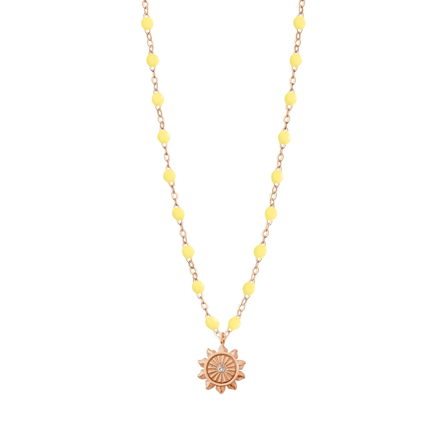 Gigi Clozeau - Collier mimosa Lucky Sun, Diamants, or rose, 42 cm