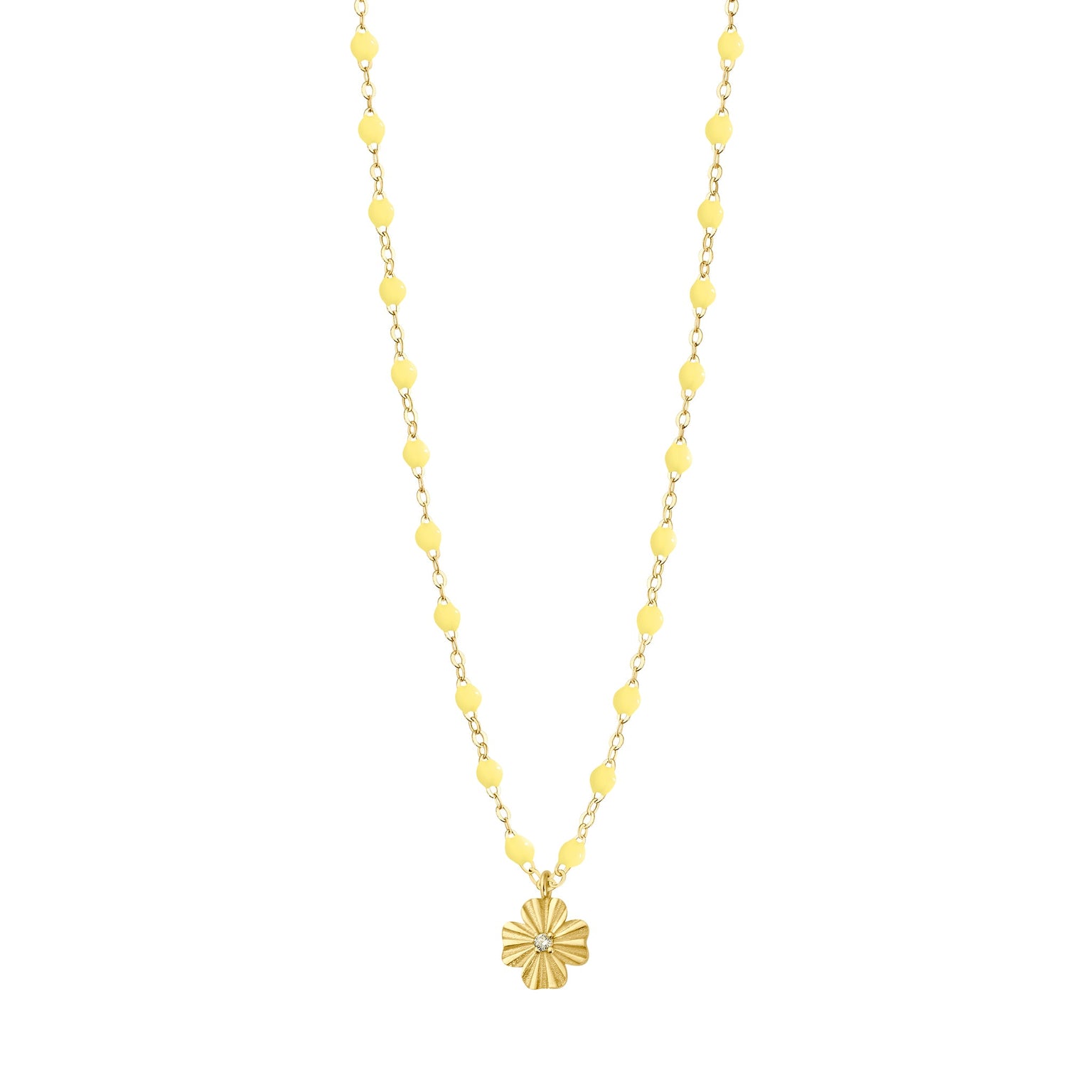 Gigi Clozeau - Collier mimosa Trèfle Lumière, diamant, or jaune, 42 cm