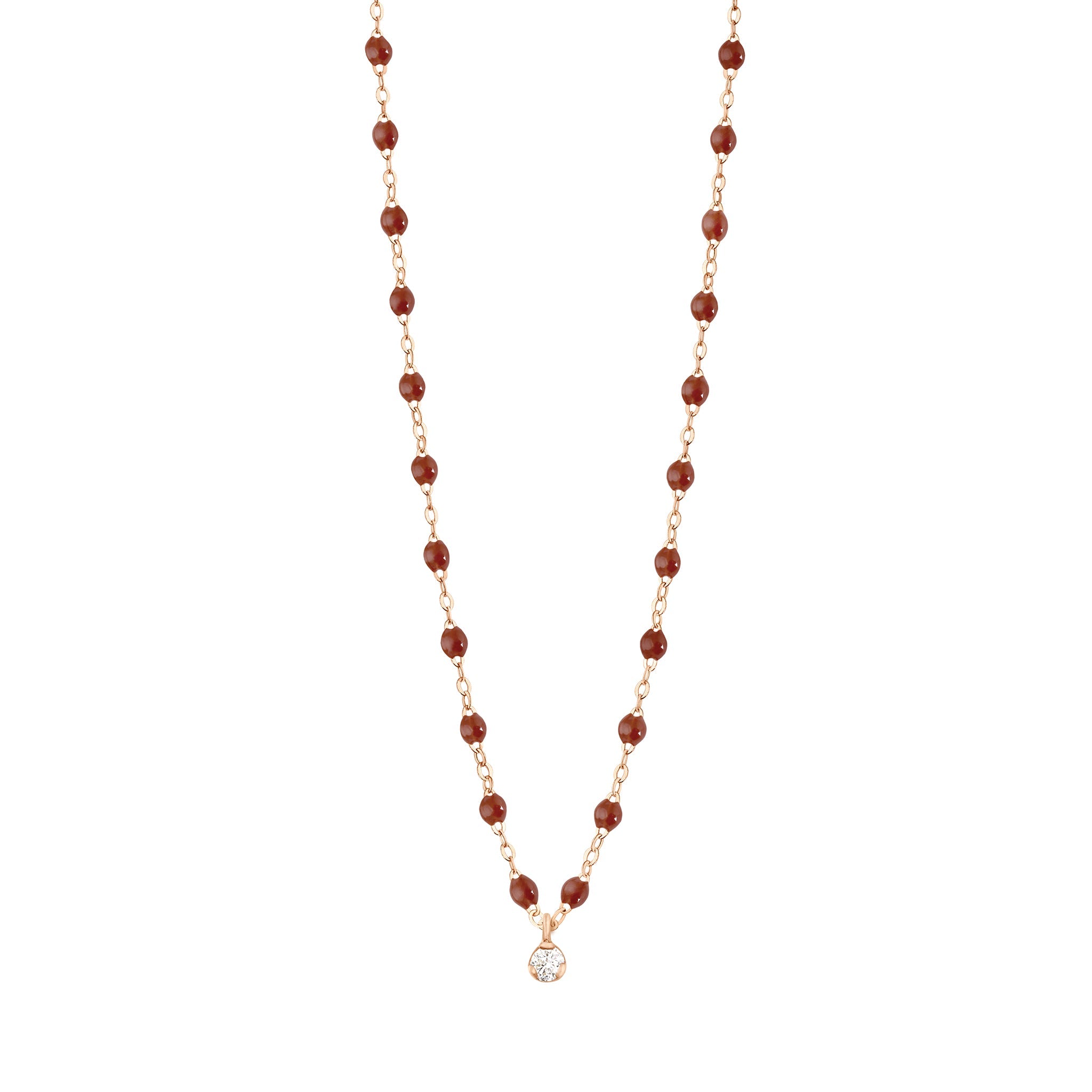 Gigi Clozeau - Collier moka Gigi Suprême, or rose, 1 diamant, 42 cm