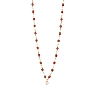 Gigi Clozeau - Collier moka Gigi Suprême, or rose, 1 diamant, 42 cm