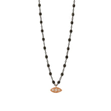 Gigi Clozeau - Collier noir Clin d’œil diamants, or noir et rose, 42 cm