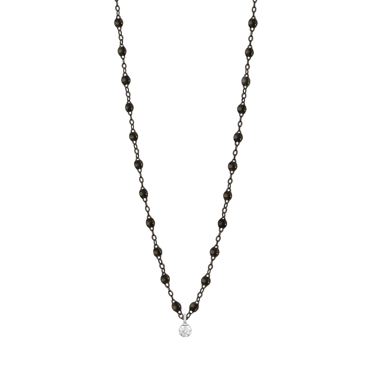Gigi Clozeau - Collier noir Gigi Suprême, or noir et blanc, 1 diamant, 42 cm