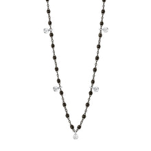 Gigi Clozeau - Collier noir Gigi Suprême, or noir et blanc, 5 diamants, 45 cm