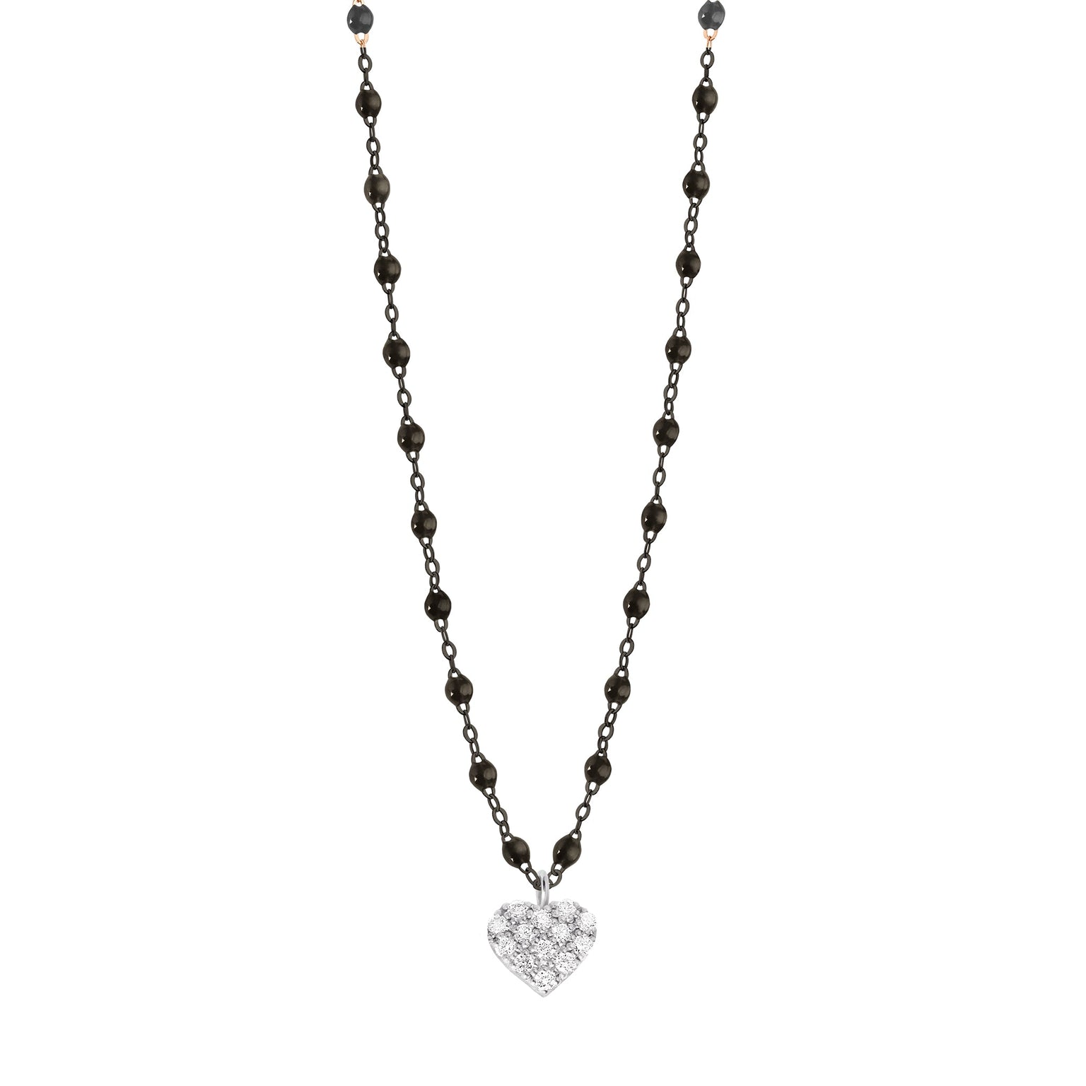 Gigi Clozeau - Collier noir In Love, diamants, or noir et blanc, 42 cm