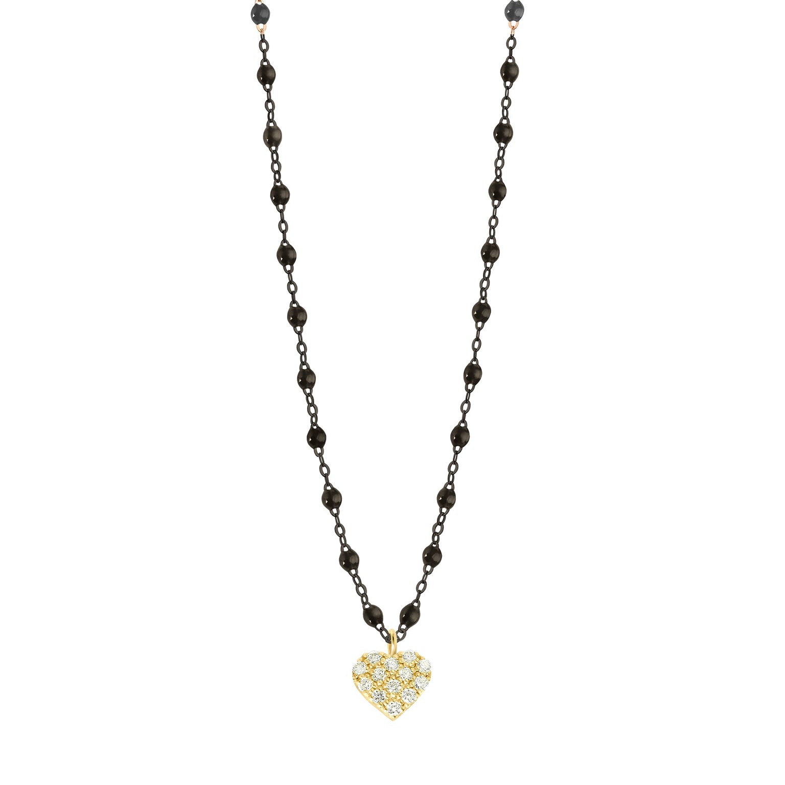 Gigi Clozeau - Collier noir In Love, diamants, or noir et jaune, 42 cm