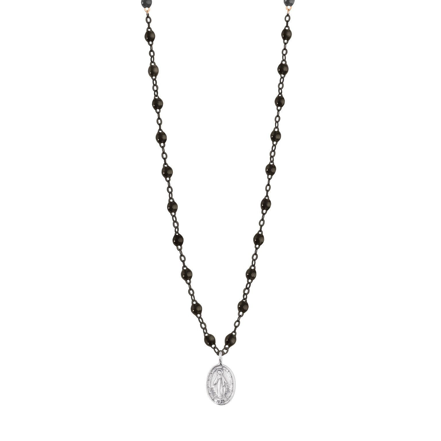 Gigi Clozeau - Collier noir Madone, or noir et blanc, 42 cm