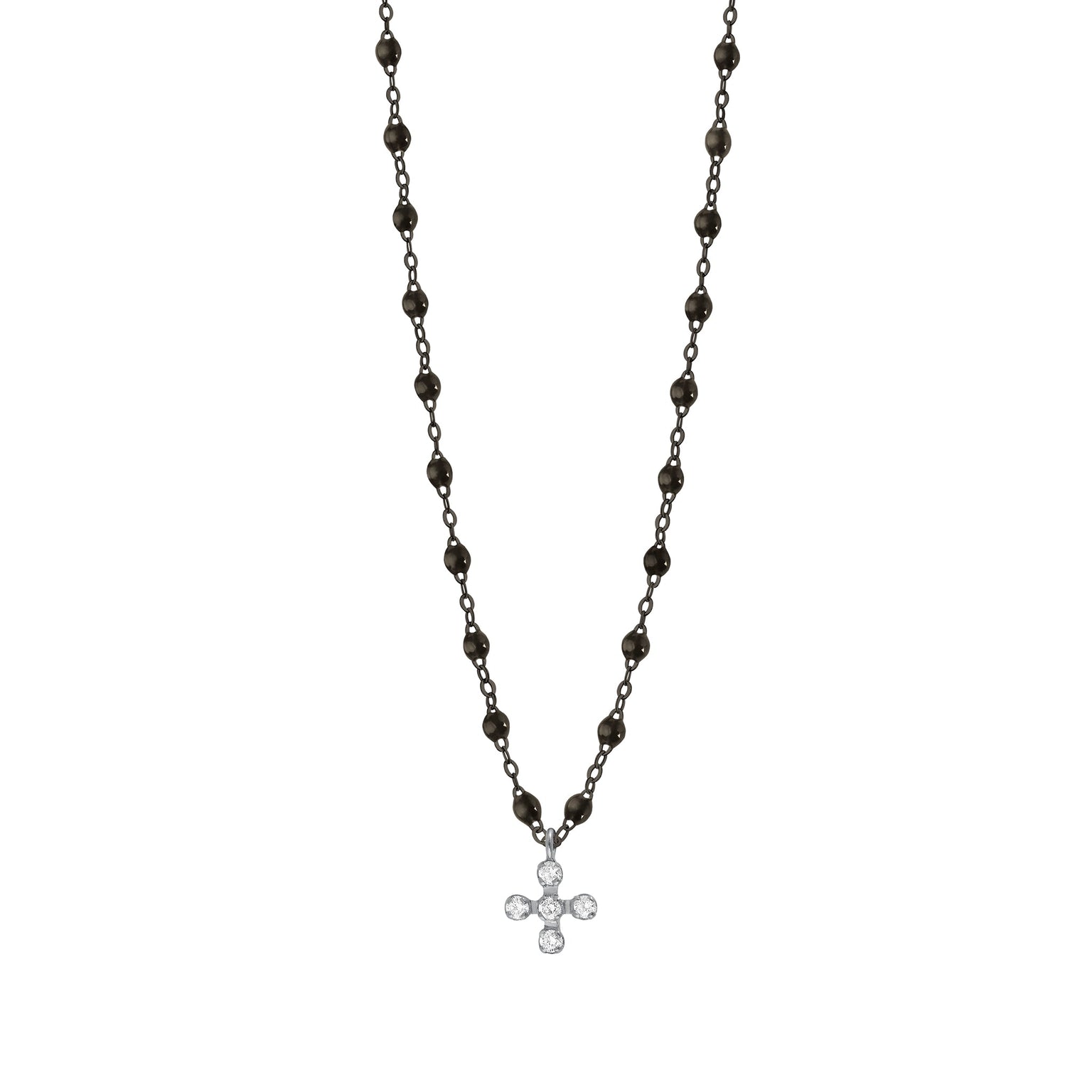Gigi Clozeau - Collier noir Spark diamants, or noir et blanc, 42 cm