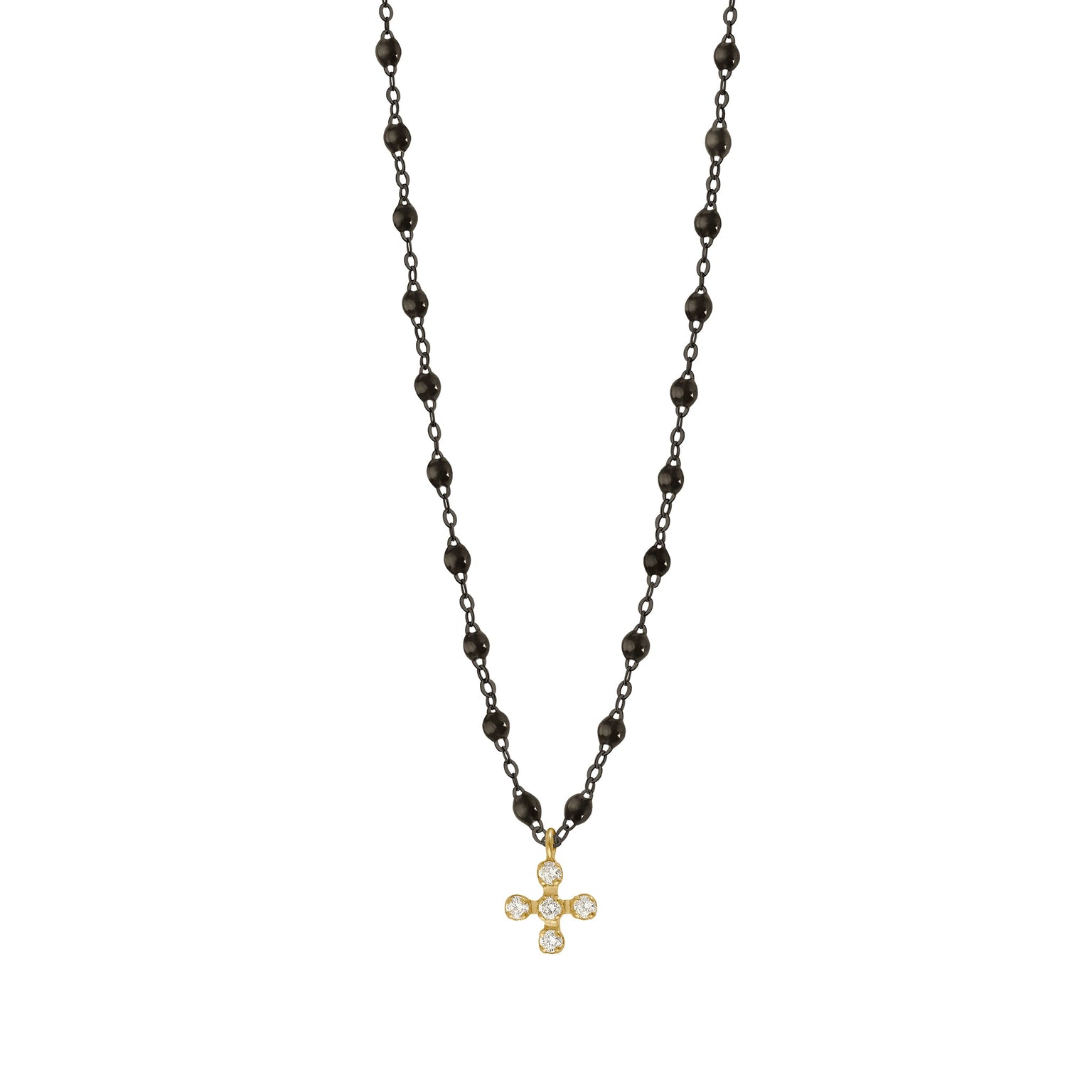 Gigi Clozeau - Collier noir Spark diamants, or noir et jaune, 42 cm