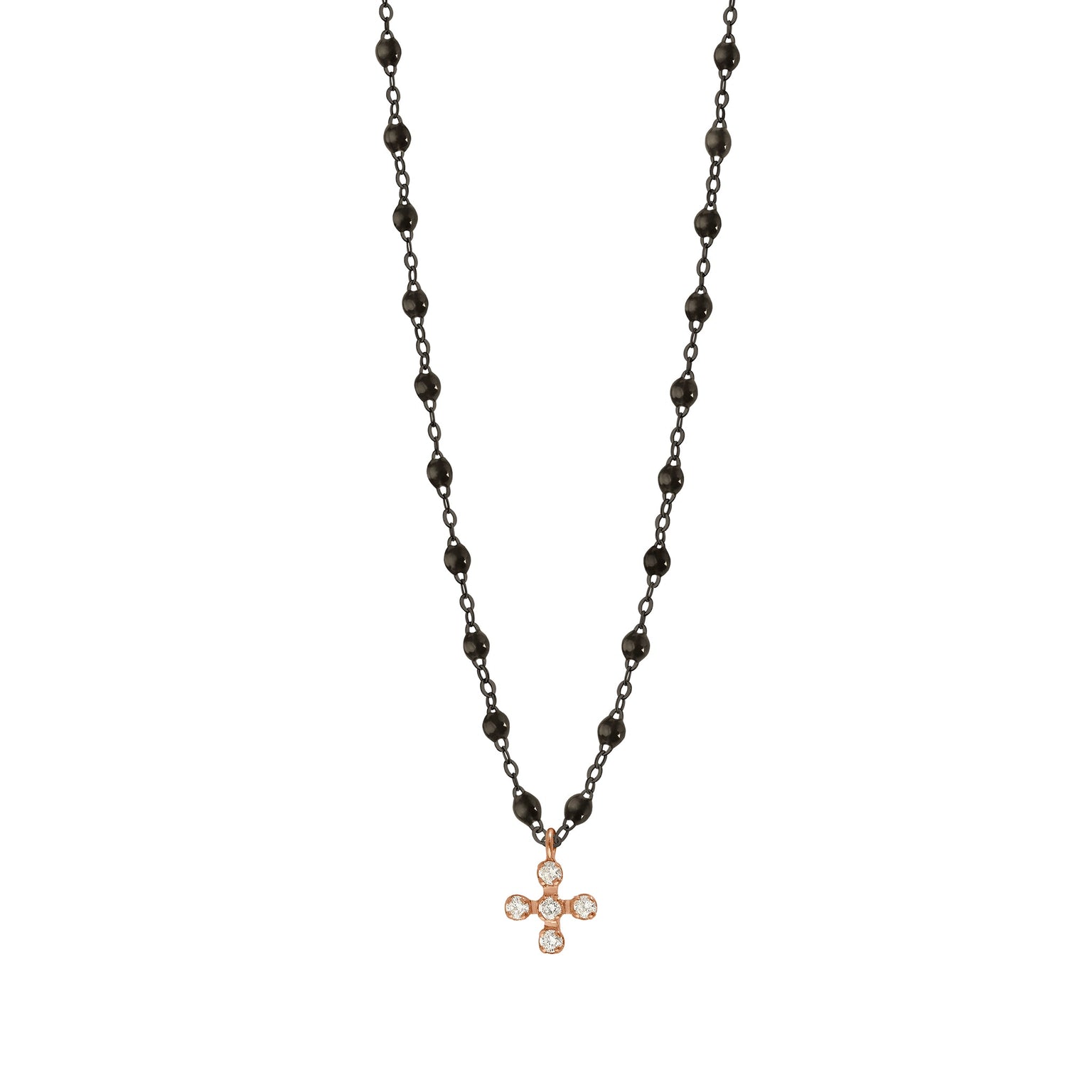 Gigi Clozeau - Collier noir Spark diamants, or noir et rose, 42 cm