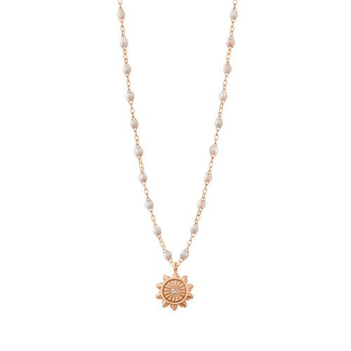 Gigi Clozeau - Collier opale Lucky Sun diamants, or rose, 42 cm