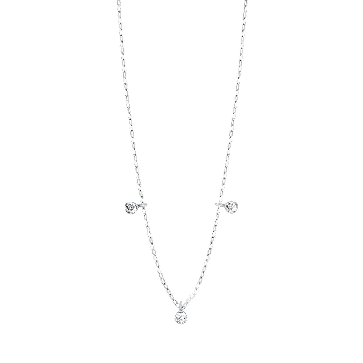 Gigi Clozeau - Collier Pure Gigi Suprême, or blanc, 3 diamants, 45 cm