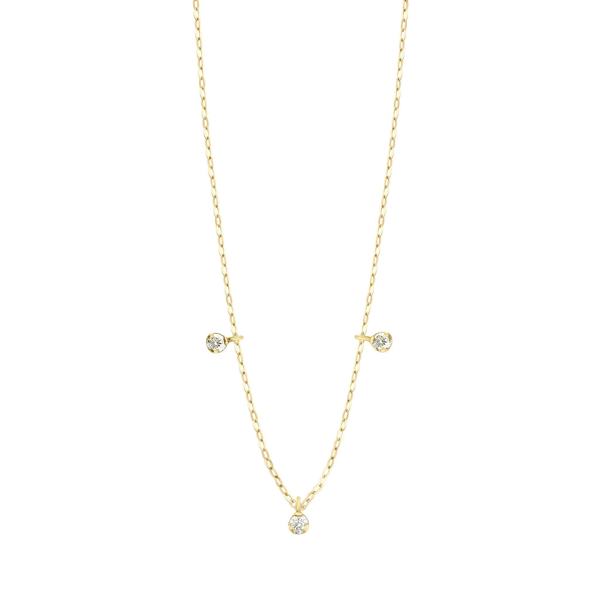 Gigi Clozeau - Collier Pure Gigi Suprême, or jaune, 3 diamants, 45 cm