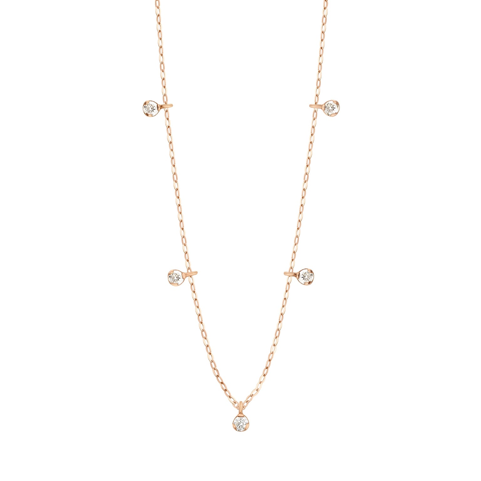 Gigi Clozeau - Collier Pure Gigi Suprême, or rose, 5 diamants, 45 cm