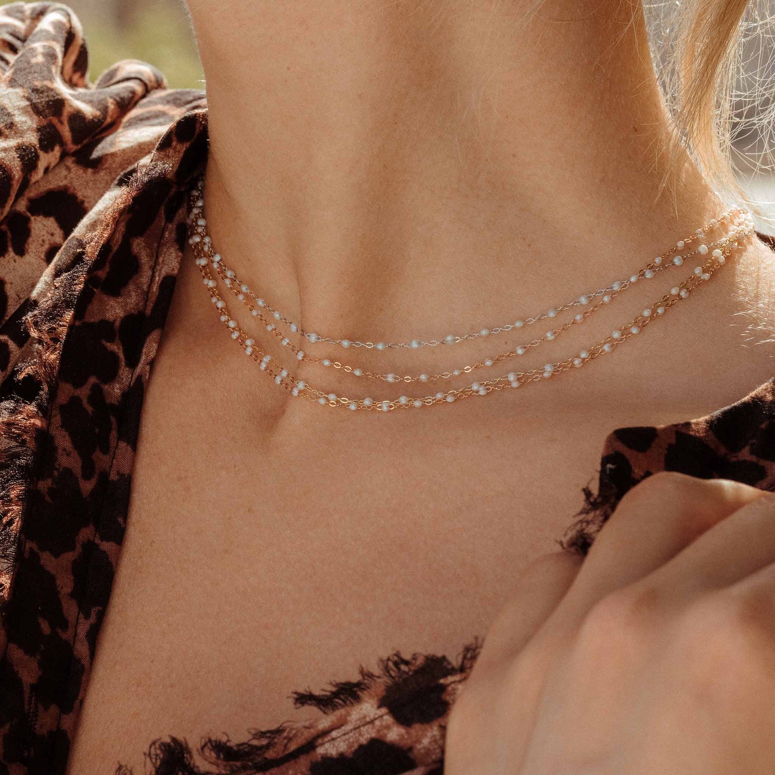 Gigi Clozeau - Collier opale Classique Gigi, or blanc, 42 cm