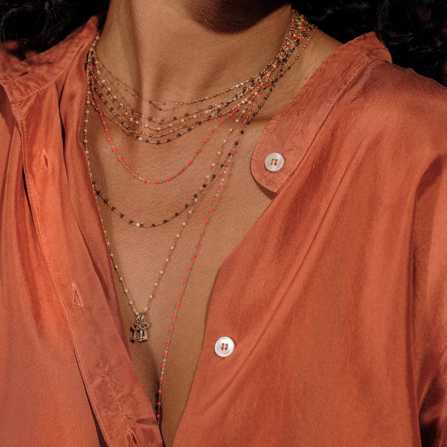 Collier gigi clozeau fauve Classique Gigi, or rose, 42 cm