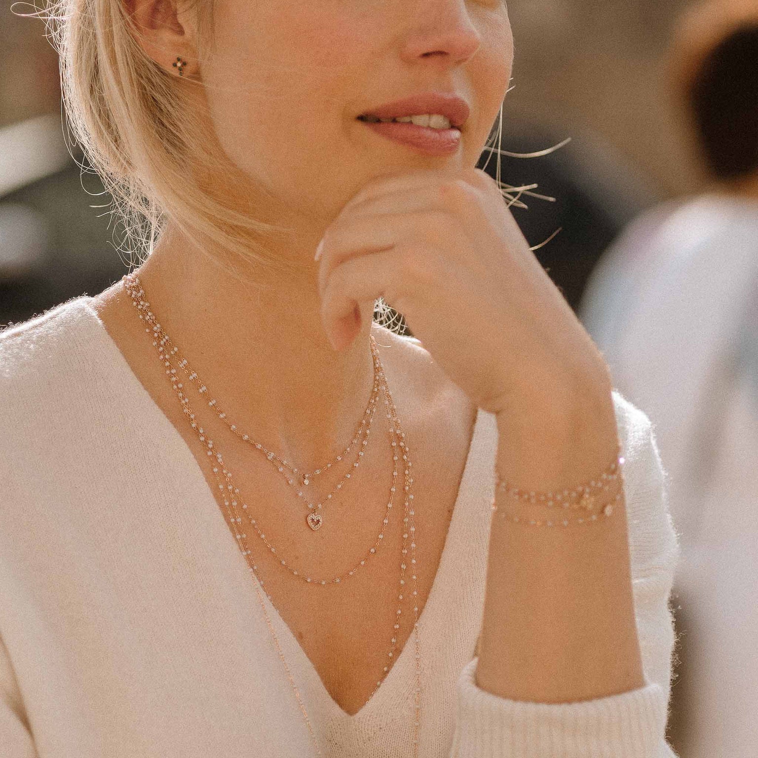 Gigi Clozeau - Collier opale Classique Gigi, or rose, 60 cm