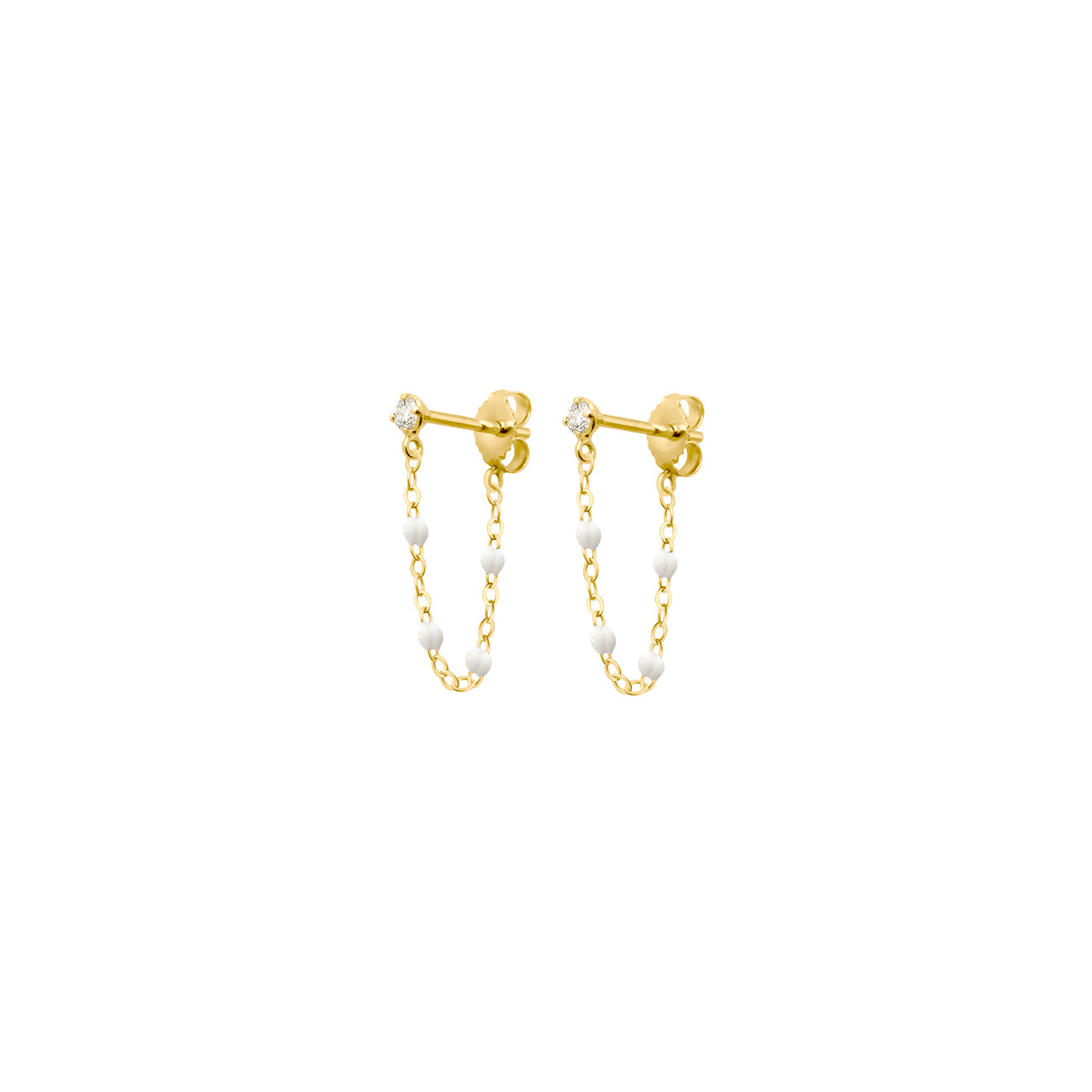 Gigi Clozeau - Boucles d'oreilles blanche Gigi Suprême, or jaune, diamants