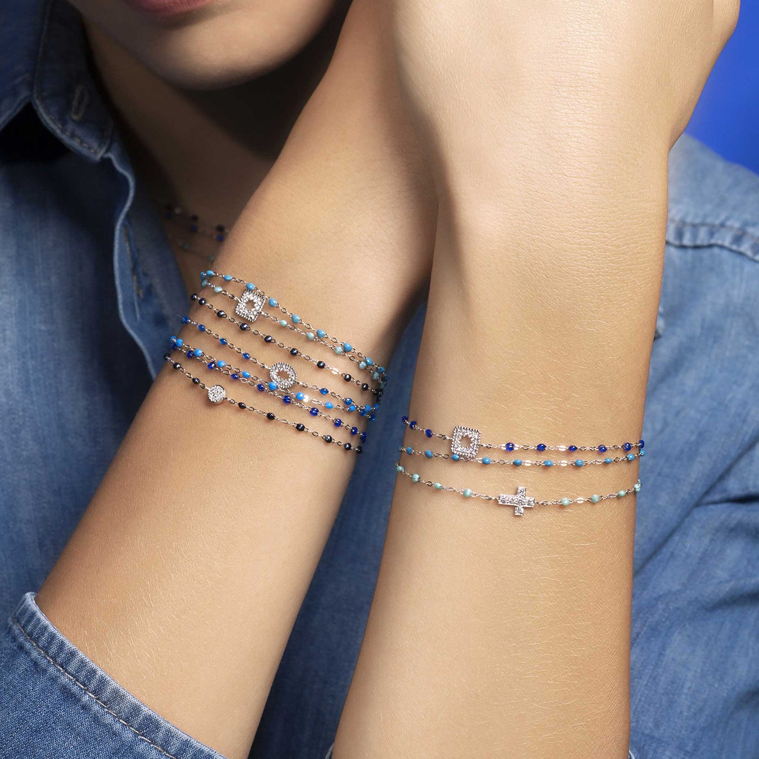 Gigi Clozeau - Bracelet noir Puce diamants, or blanc, 17 cm