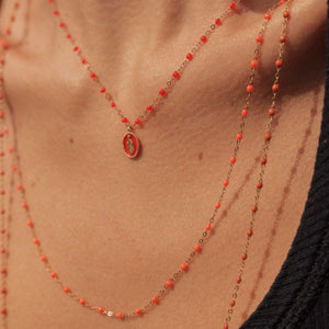 Gigi Clozeau - Neonorange Halskette Classique Gigi, Roségold, 50 cm