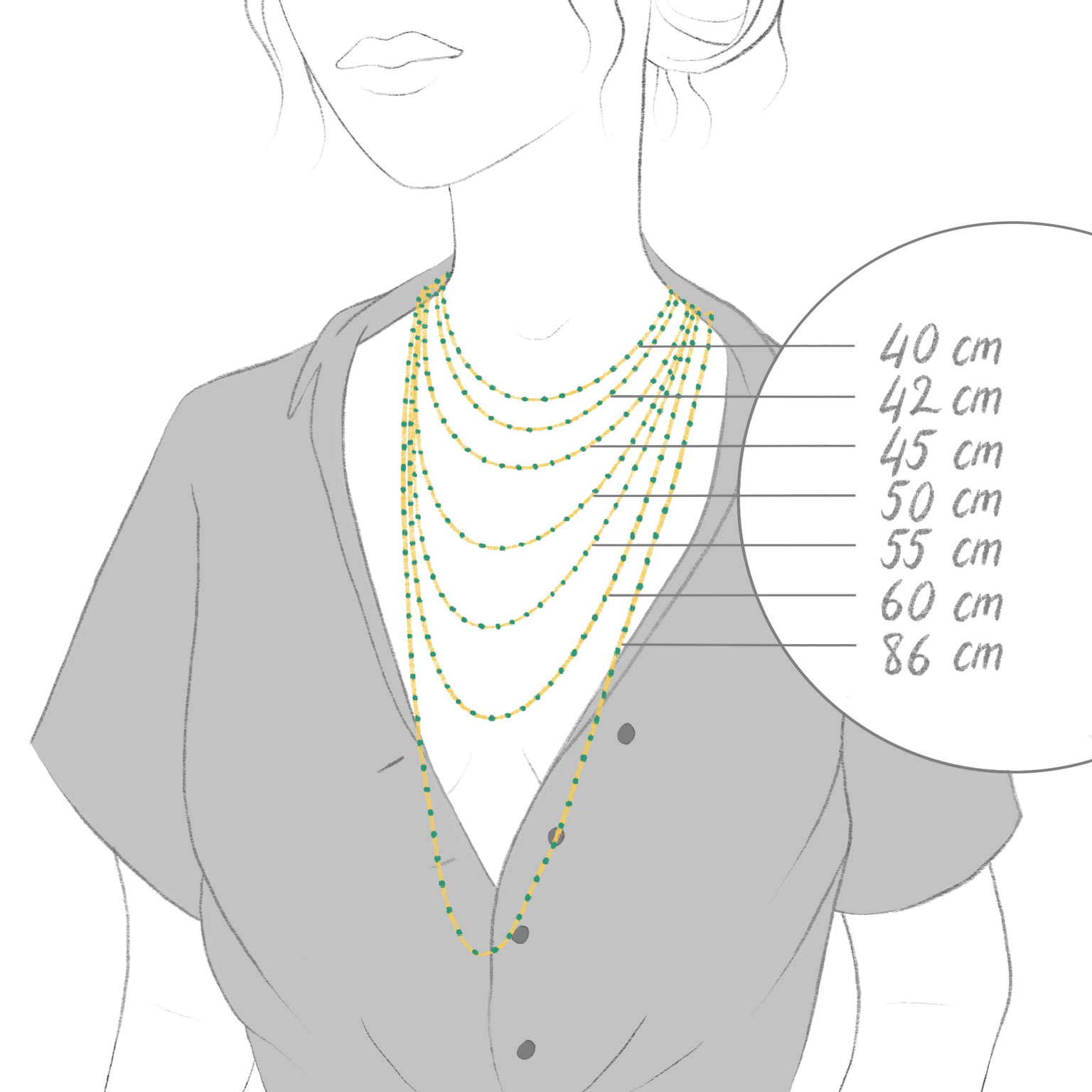 Gigi Clozeau - Schwarze Halskette Classique Gigi, Gelbgold, 60 cm