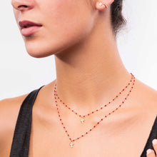 Gigi Clozeau - Collier coquelicot Croix Classique Gigi, or jaune, 42 cm
