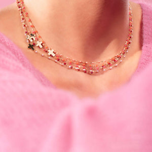 Gigi Clozeau - Collier coquelicot Croix de côté, or jaune, 42 cm