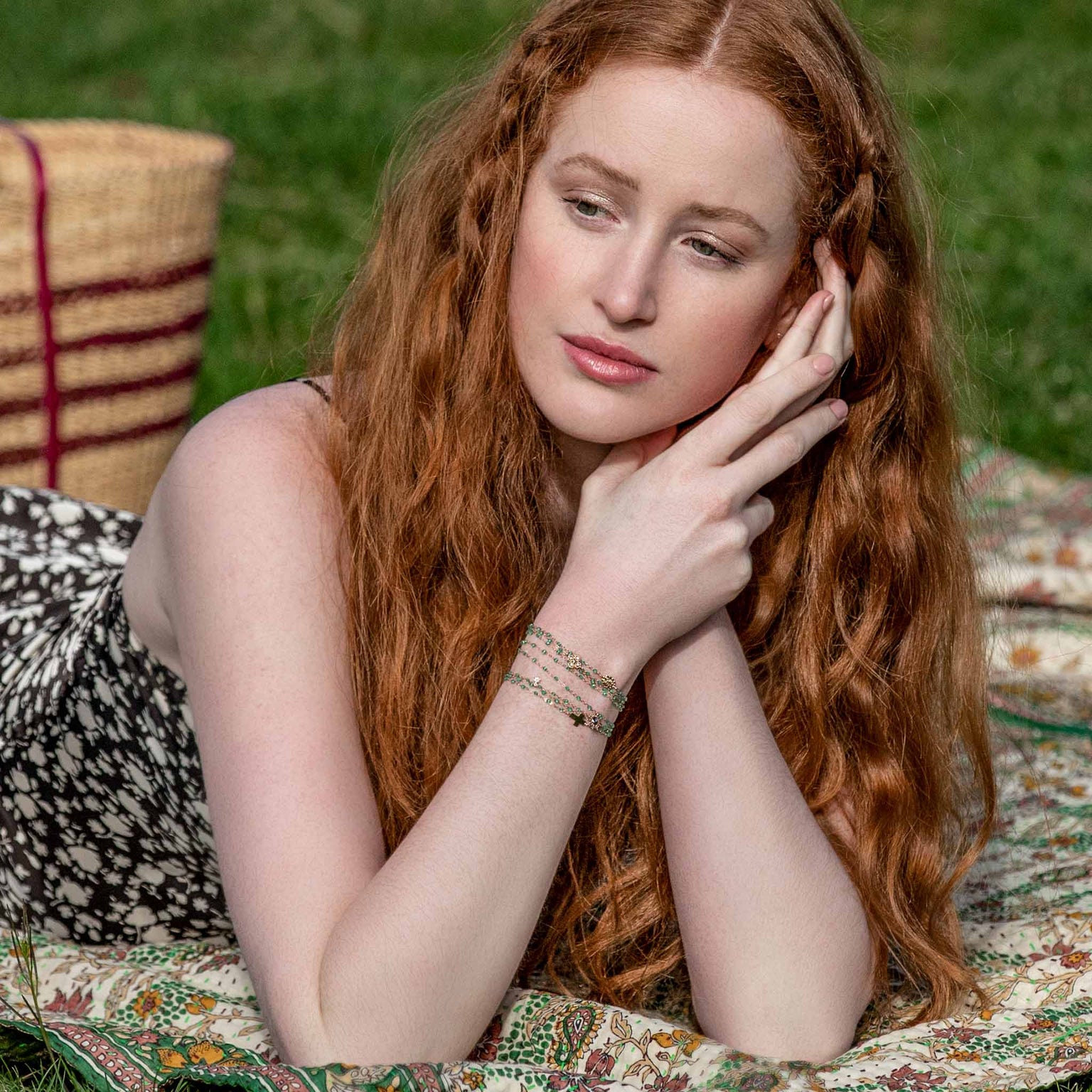 Gigi Clozeau - Cross Charm Classic Gigi Mint Bracelet, Yellow Gold, 17 cm