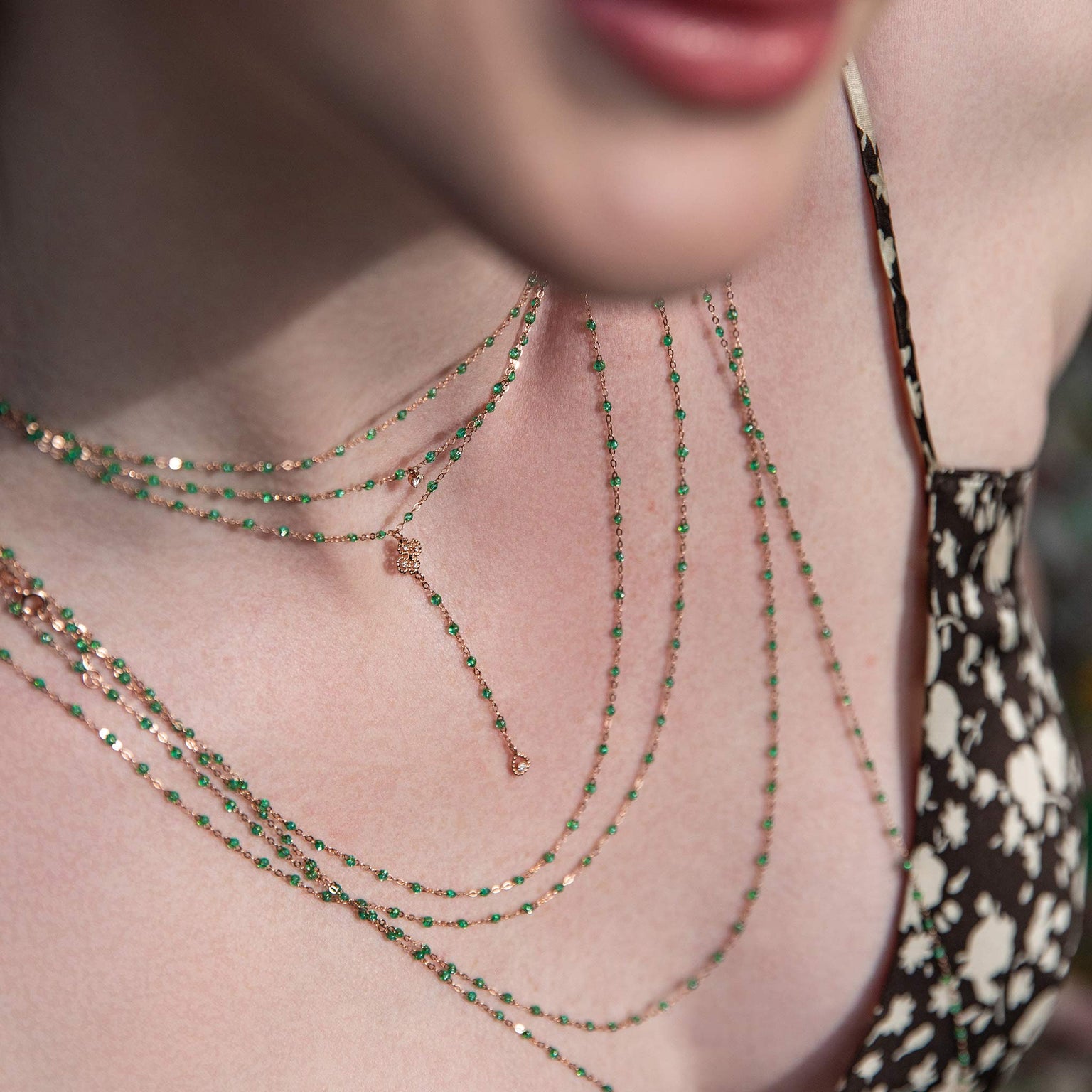 bijoux gigi Clozeau - Collier menthe Classique Gigi, or rose, 50 cm