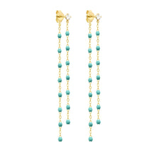 Gigi Clozeau - Boucles d'oreilles Dansantes Classique Gigi turquoise vert, diamants, or jaune