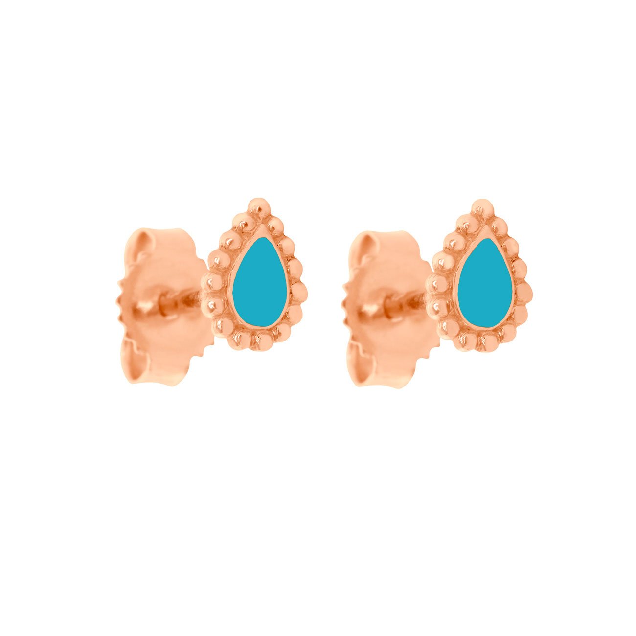 Gigi Clozeau - Boucles d'oreilles Lucky Cashmere turquoise, or rose
