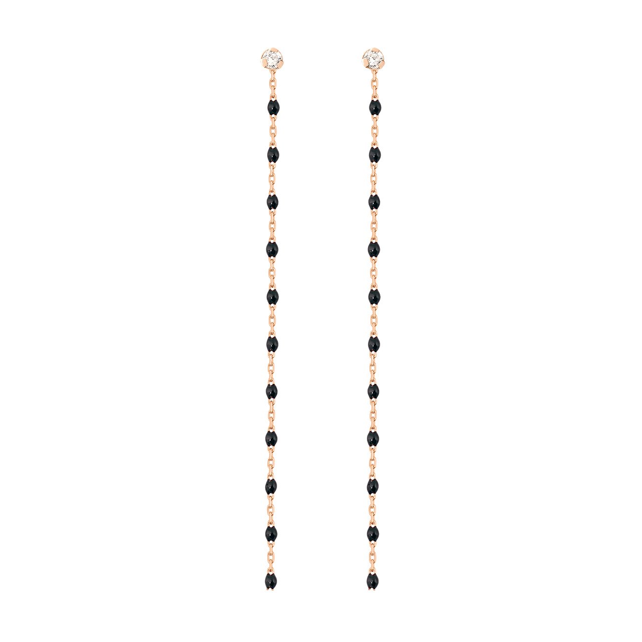 Gigi Clozeau - Boucles d'oreilles noire Gigi Party, diamants, or rose