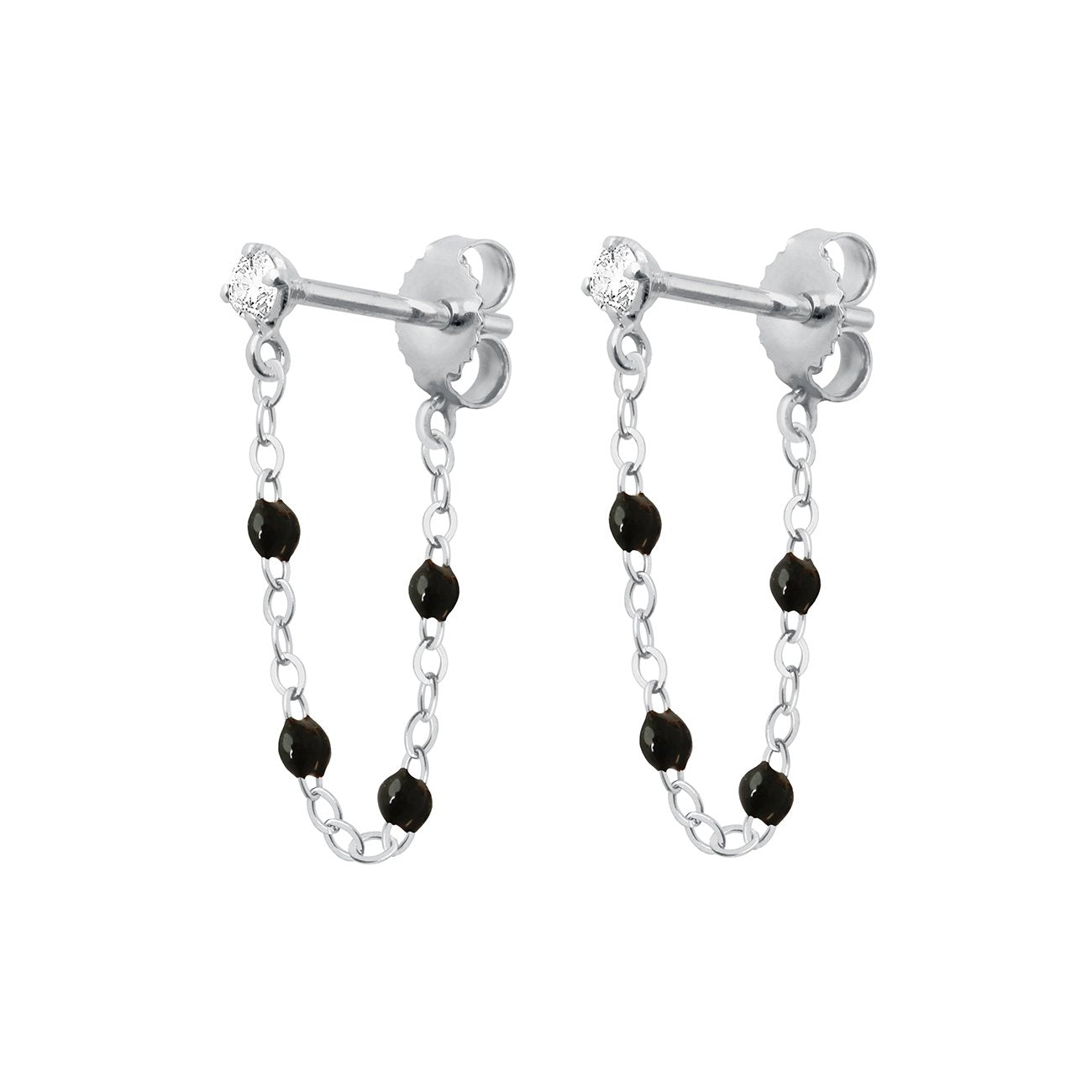 Gigi Clozeau - Boucles d'oreilles noire Gigi Suprême, or blanc, diamants