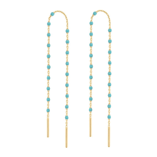 Gigi Clozeau - Boucles d'oreilles turquoise vert Mini Gigi, or jaune