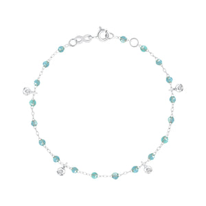 Gigi Clozeau - Bracelet aqua Gigi Suprême, or blanc, 4 diamants, 17 cm