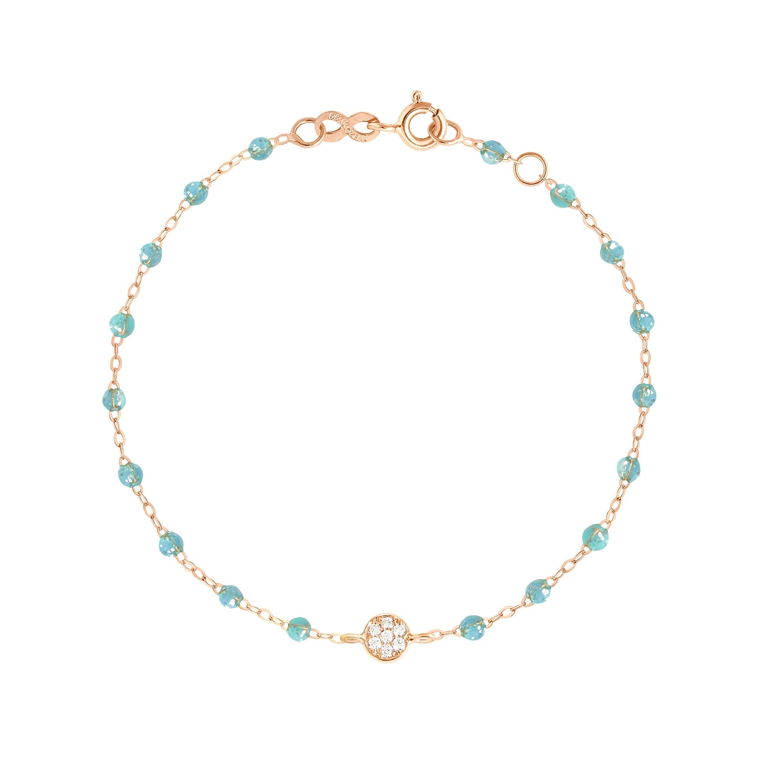 Gigi Clozeau - Bracelet aqua Puce diamants, or rose, 17 cm