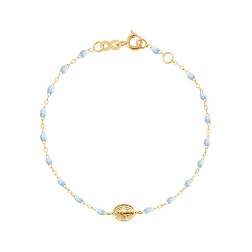 Gigi Clozeau - Bracelet bébé bleu layette Madone or jaune, 13 cm