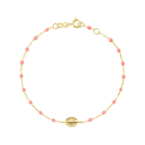 Gigi Clozeau - Bracelet bébé fuchsia Madone or jaune, 13 cm