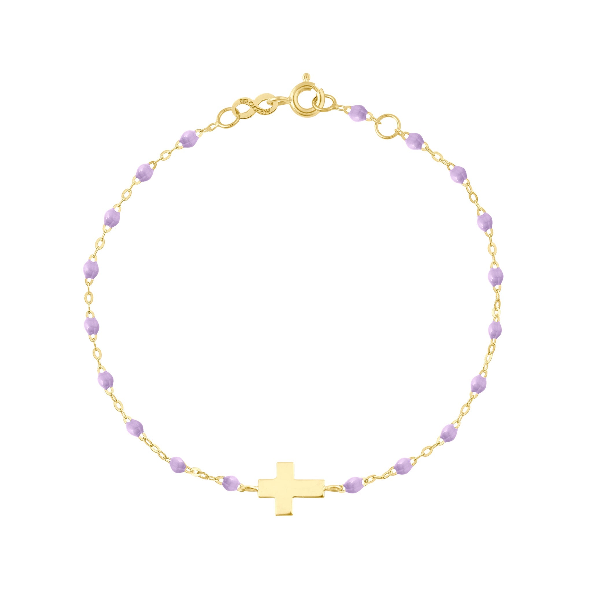 Gigi Clozeau - Bracelet bébé parme Croix, or jaune, 13 cm
