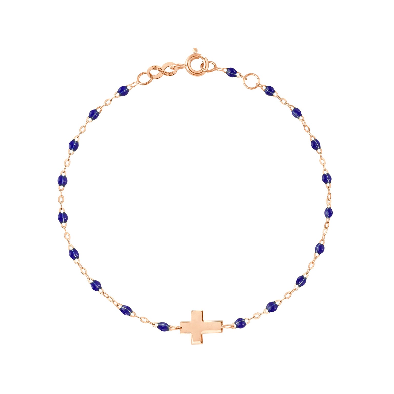 Gigi Clozeau - Bracelet bébé prusse Croix, or rose, 13 cm