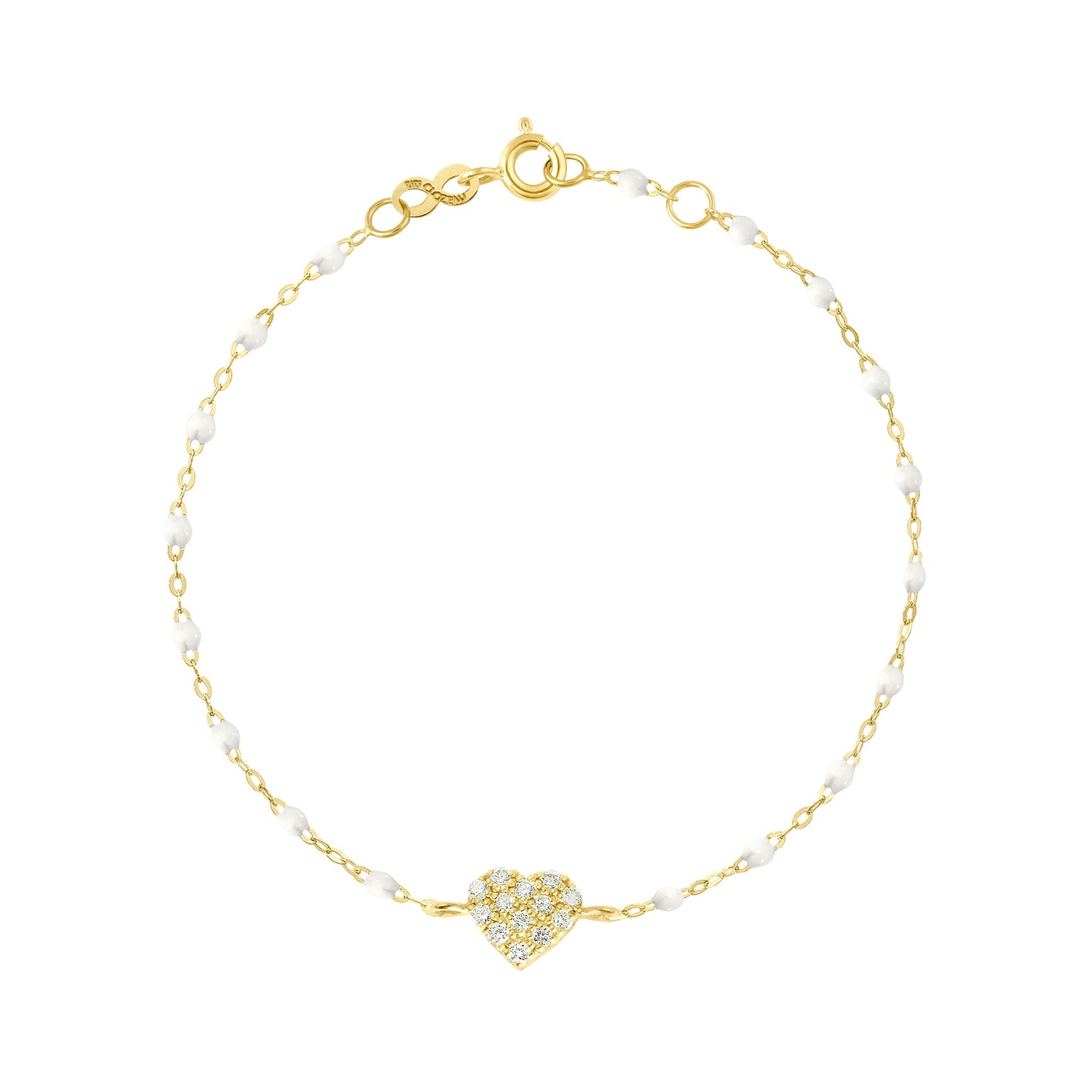 Gigi Clozeau - Bracelet blanc In Love, diamants, or jaune, 17 cm