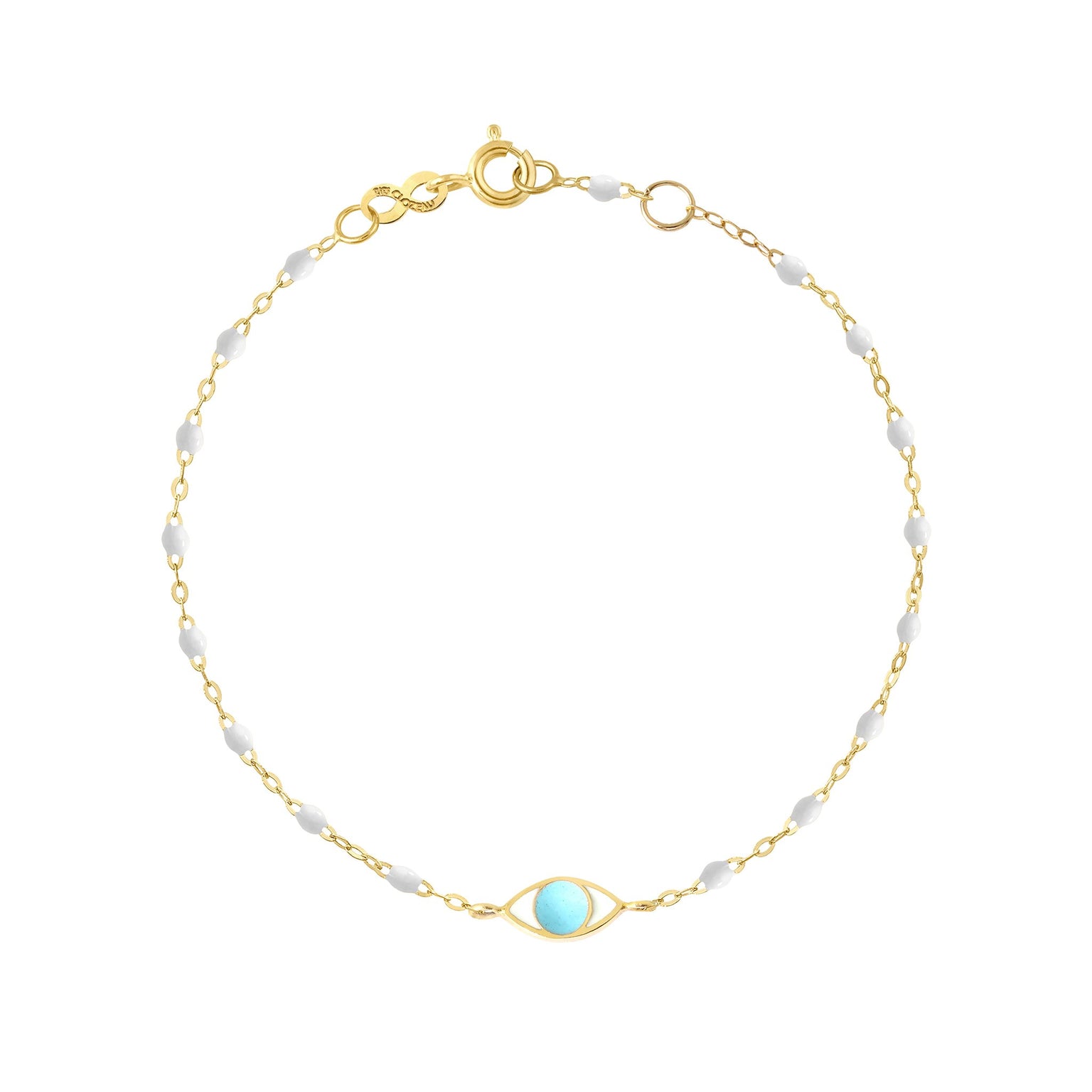 Gigi Clozeau - Bracelet Classique Gigi Eye blanc, or jaune, 17 cm