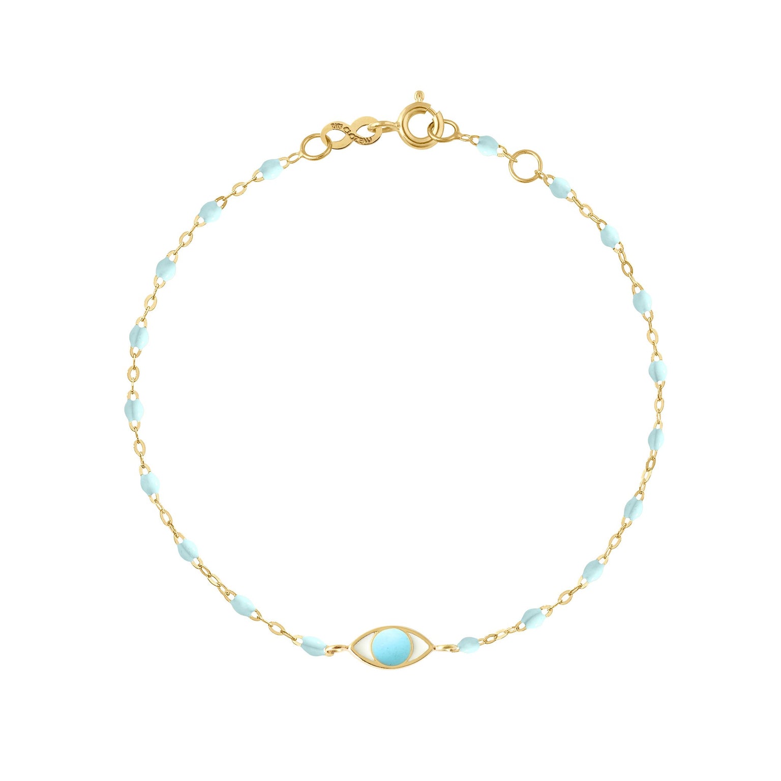 Gigi Clozeau - Bracelet Classique Gigi Eye bleu layette, or jaune, 17 cm