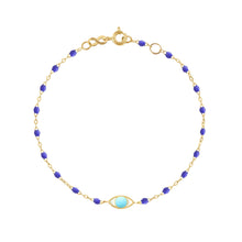 Gigi Clozeau - Bracelet Classique Gigi Eye bleuet, or jaune, 17 cm