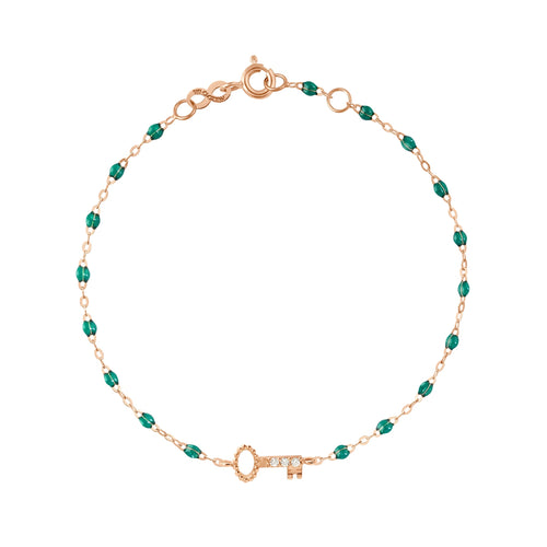 Gigi Clozeau - Bracelet émeraude Clé diamants, or rose, 17 cm