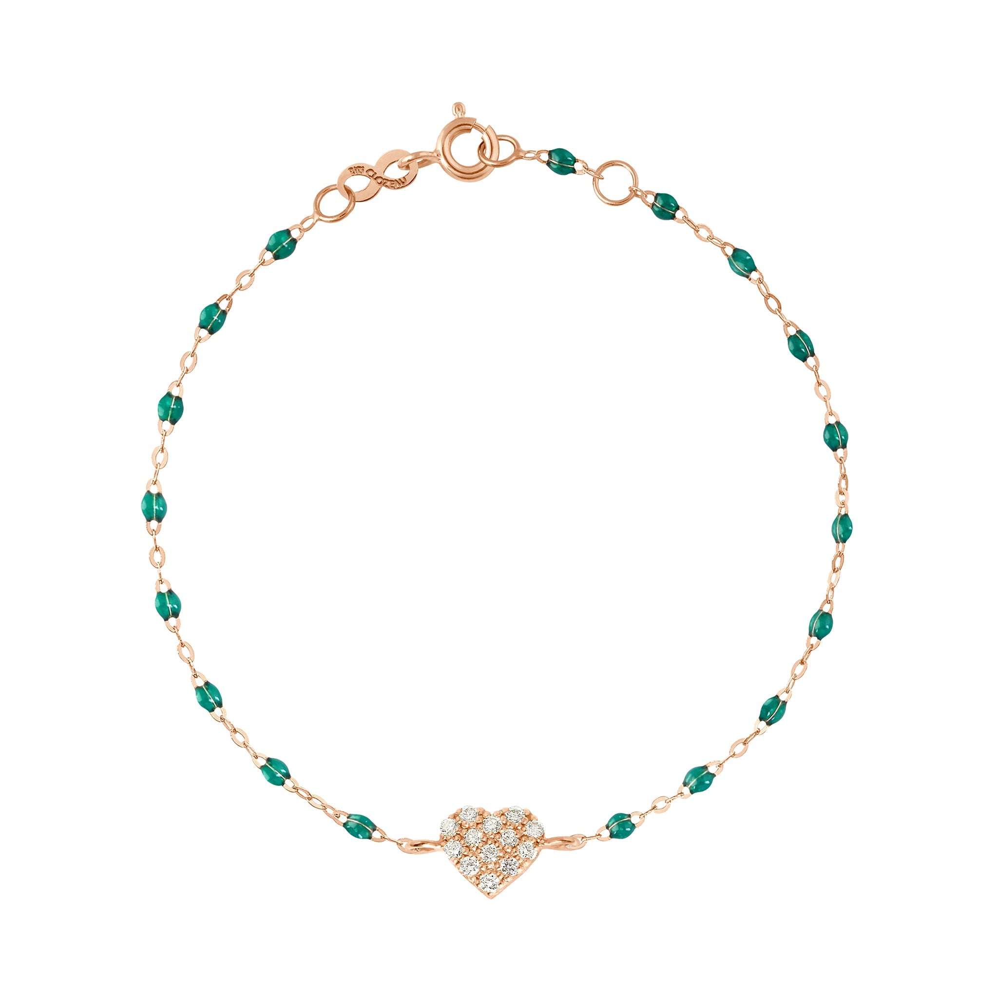 Gigi Clozeau - Bracelet émeraude In Love, diamants, or rose, 17 cm