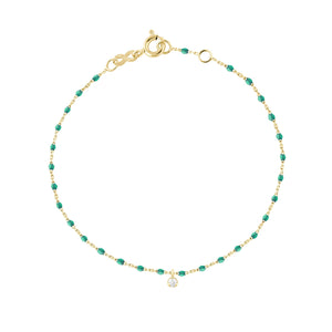 Gigi Clozeau - Bracelet émeraude Mini Gigi, or jaune, 1 diamant, 17 cm