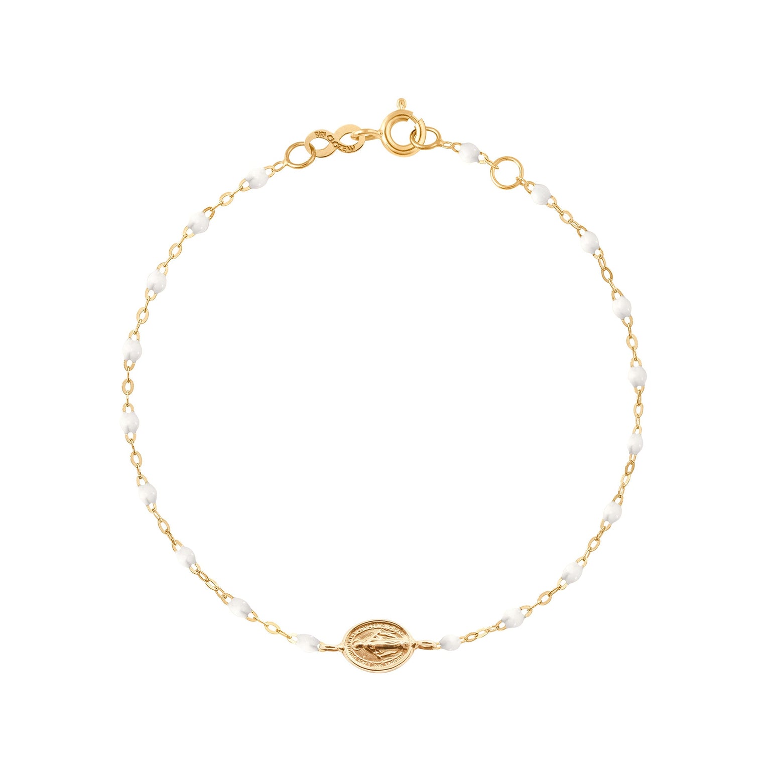 Gigi Clozeau - Bracelet enfant blanc Madone or jaune, 15 cm